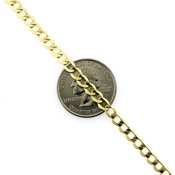 Real 10K Yellow Gold 3.5mm Cuban Link Chain Necklace 24" inch - Picture 2 of 6